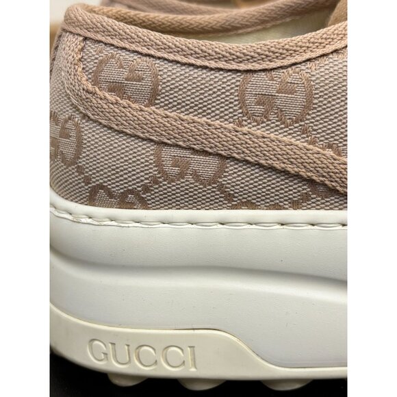 Gucci Blush GG Canvas Platform Sneakers Ivory Sole Lace-Up Size 37/7 - Picture 10 of 12